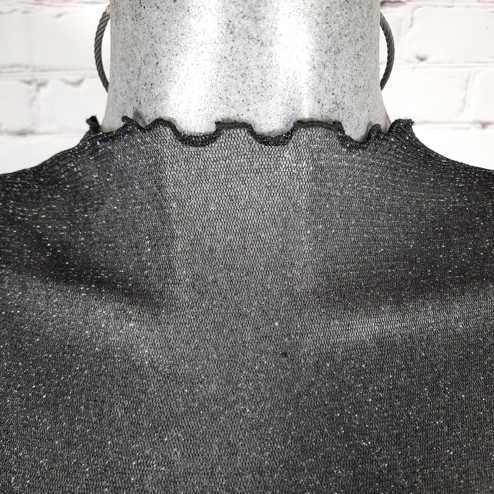Shein sheer crop top with silver sparkles size S - Picture 4 of 11
